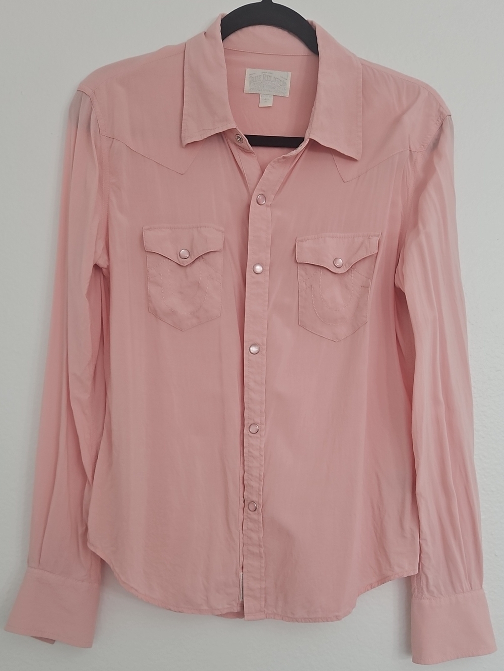 True Religion Light Pink Women's Snap-Front Western Shirt